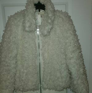 H&M White Faux Fur Jacket